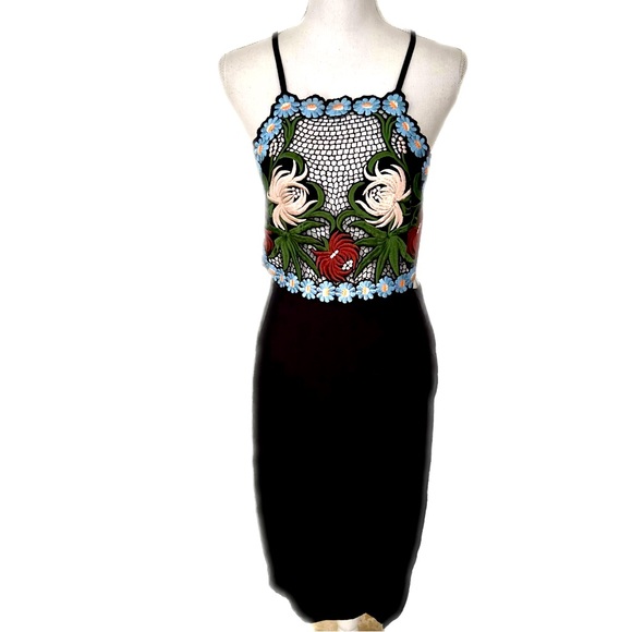 NWOT Cleobella Floral Embroidered Cutout Summer Dress Medium Adjustable Straps - Picture 3 of 12